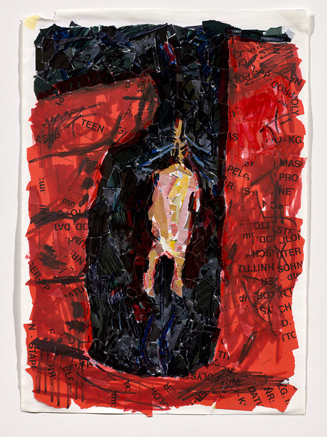 Artistic work, artist Velimir Ilisevic, title: Chicken (After Chaim Soutine), year: 1994, media: paper collage and marker, dimensions: 42 x 29.6 cm (16.5 x 11.7 inch)