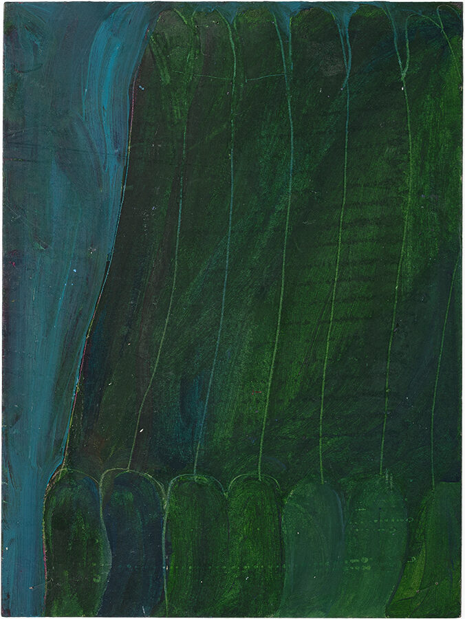 Artistic drawing, artist Ivana Ivković, title: Green velvet I, 2000, media: acrylic and color pencils on cardboard; dimensions: 32 x 24 cm (12.6 x 9.4 inch)