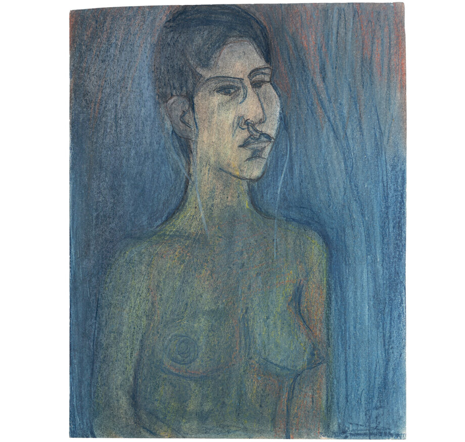 Artistic drawing, artist Ivana Ivković, title: Blue is..., year: 2000, media: charcoal, graphite and sof pastel on paper; dimensions: 33.3 x 26.4 cm (13.1 x 10.4 inch)