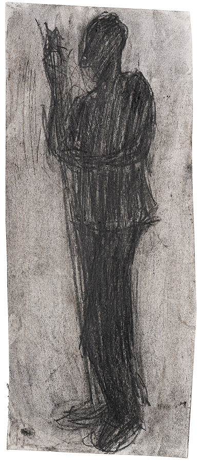 Artistic drawing, artist Ivana Ivković, title: Hold On, year: 1999, media: graphite on paper; dimensions: 33.1 x 14 cm (13 x 5.5 inch)