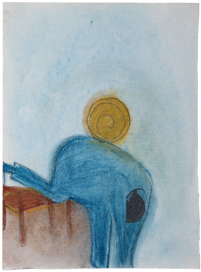 Artistic drawing, artist Ivana Ivković, title: The Sun down, 1999, media: charcoal and soft pastel on paper; dimensions: 22.8 x 16.9 cm (9 x 6.7 inch)