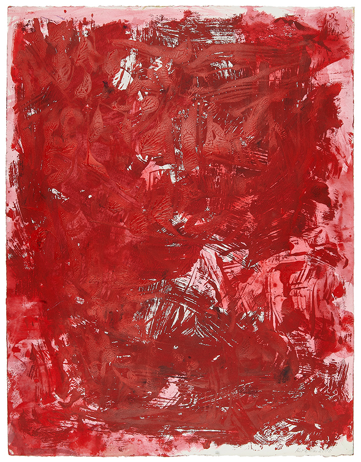 Art work (painting), artist: Kurt Oskar Weber, title: „Red Desert“, year: 2008 Nevada, media: acrylic on paper, dimensions: 65.8 x 50.1 cm (25.9 x 19.7 inch)