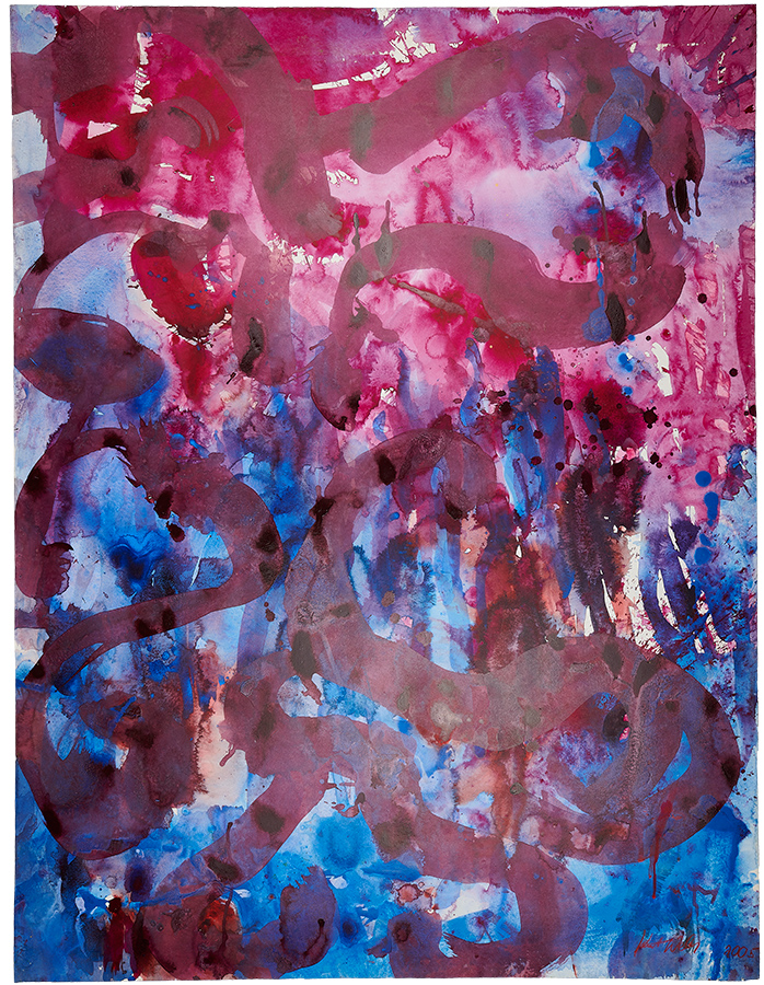 Art work (painting), artist: Kurt Oskar Weber, title: Untitled, year: 1986, media: ink on paper mounted on canvas, dimensions: 126.4 x 96.7 cm (49.8 x 38.1 inch)