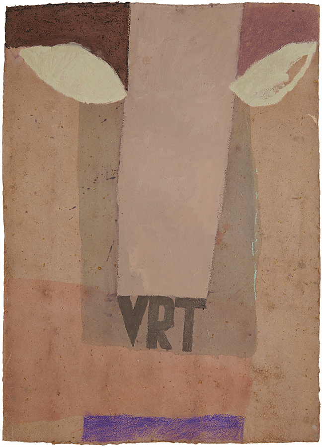 Artistic drawing, artist: Visnja Petrovic, title: Untitled, year: 1990-1991, media: mixed media on handmade cardboard, dimensions: 103.6 x 74.9 x 2.2 cm (40.8 x 29.5 x 0.9 inch)